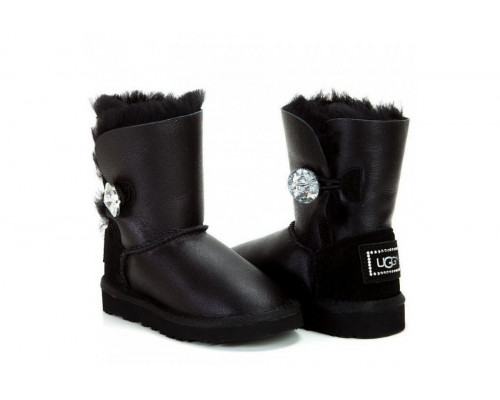 UGG Kids Bailey Button Bling Metallic Black
