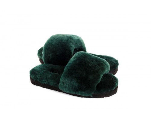 UGG Fluff Slide Slippers Dark Green