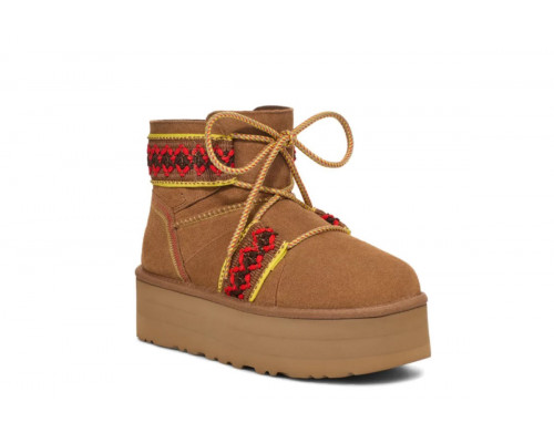 UGG Classic Mini II Braid Platform Chestnut